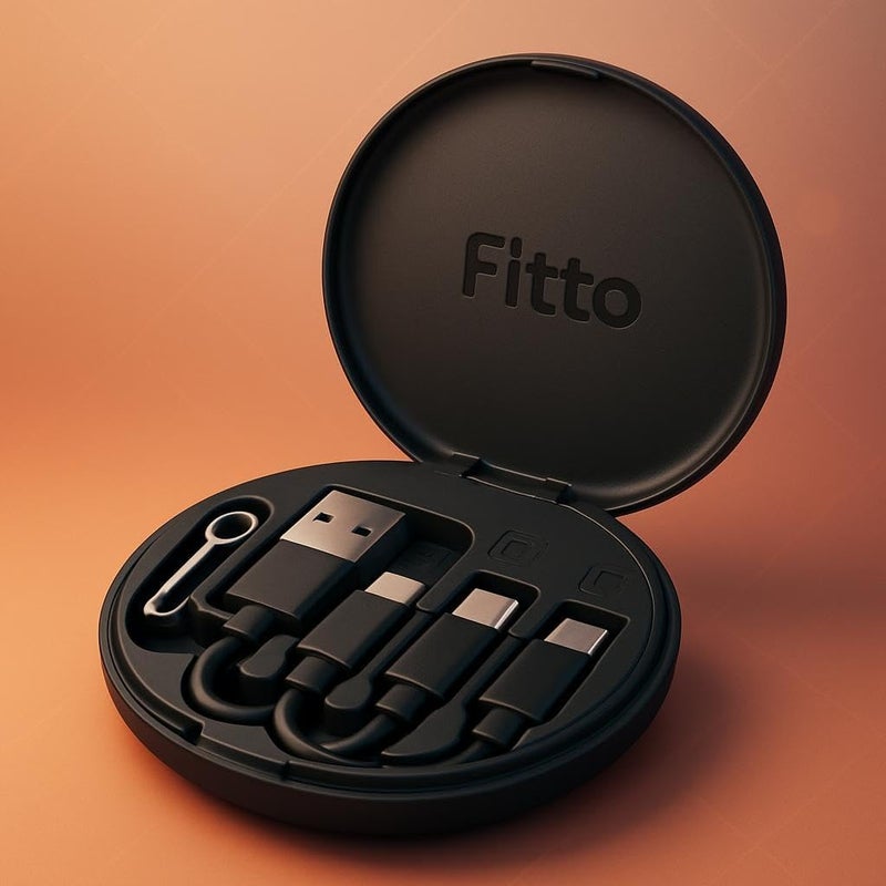 Fitto Multifunctional USB Data Cable Set - USB & Type C to Micro and Lightning, Card Storage, Tray Eject Pin - Image 3