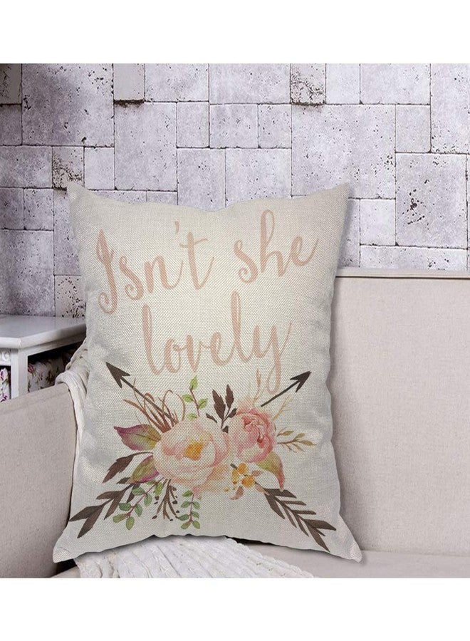 AOYEGO Watercolor Boho Flower Throw Pillow Cover Isn't She Lovely Arrow Foliage Floral Pillow Case 18x18 Inch Decorative Men Women Room Cushion Cover for Home Couch Bed - Image 4