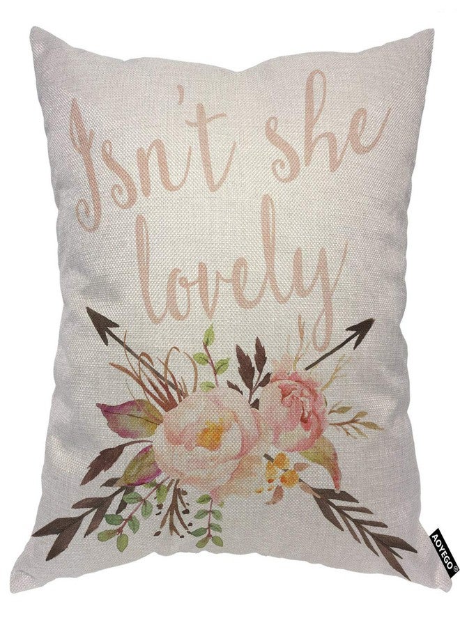 AOYEGO Watercolor Boho Flower Throw Pillow Cover Isn't She Lovely Arrow Foliage Floral Pillow Case 18x18 Inch Decorative Men Women Room Cushion Cover for Home Couch Bed - Image 1