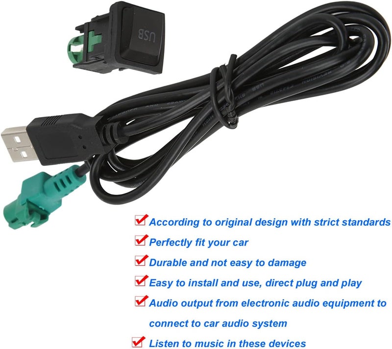 ويوبلز محول كابل USB لراديو السيارة، محول كابل لوحة مفاتيح USB لراديو السيارة، بديل لجهاز RCD510 وRCD310 - Image 4