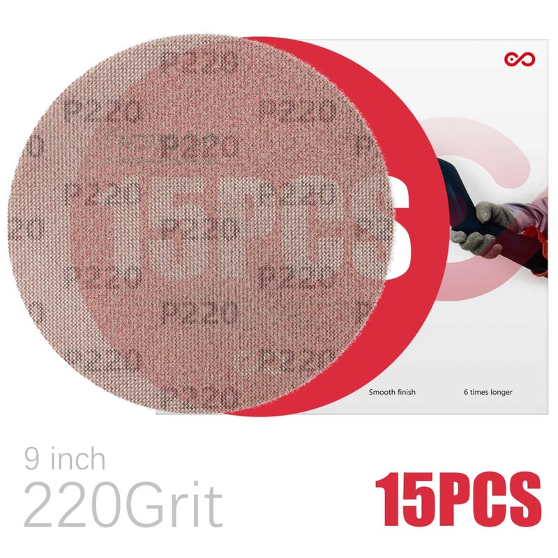 Faoyoon 9 Inch Sanding Disc Drywall Sandpaper, Dust Free Sanding Drywall Sander Pads, 15 Pack 220 Grit - Image 4