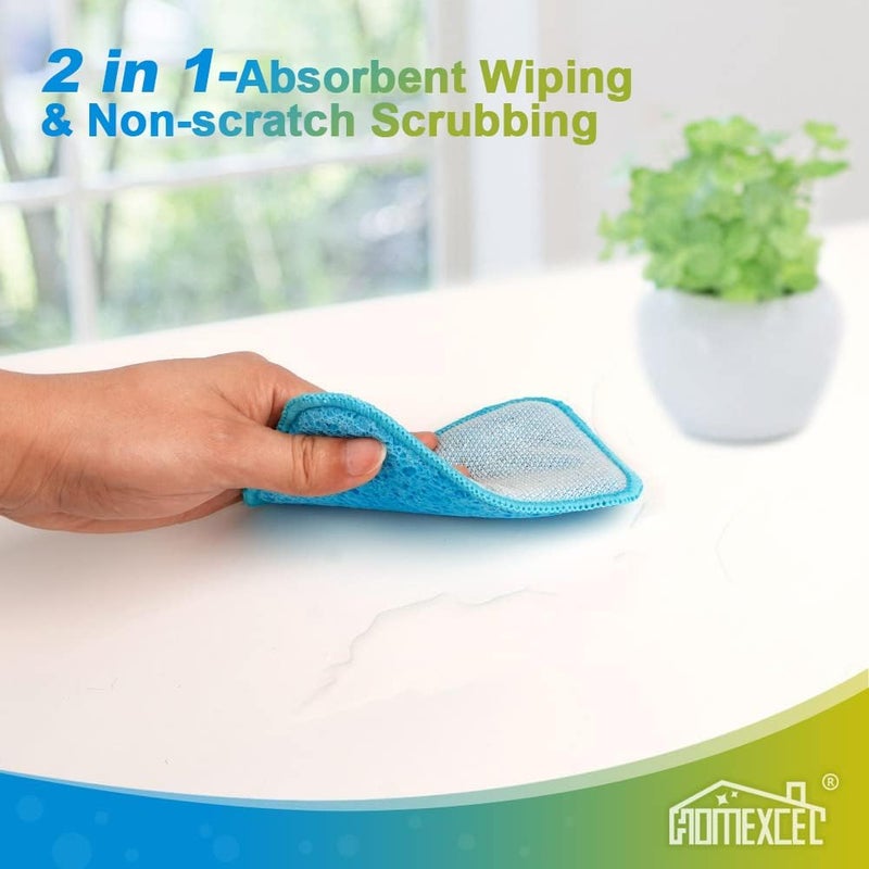 12 Pack Dual-Sided Scrub & Wipe Sponge Pads - Multicolor - Image 4
