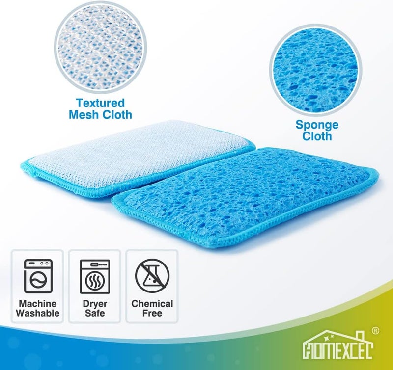 12 Pack Dual-Sided Scrub & Wipe Sponge Pads - Multicolor - Image 3