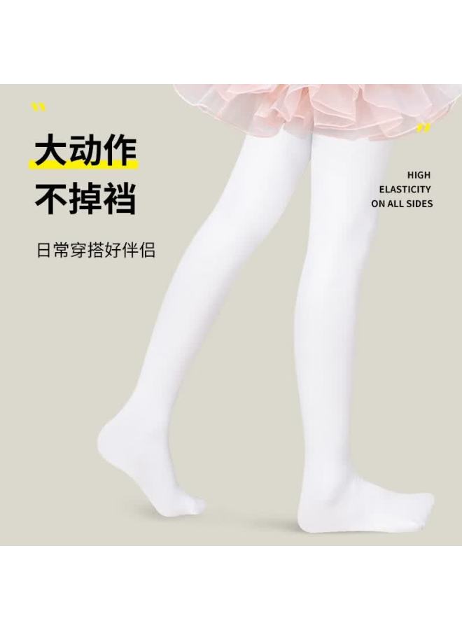 Zhiyouban Children's Dance Tights Girls Professional Dance Pantyhose Spring Autumn Thin White Stockings Practice Leggings