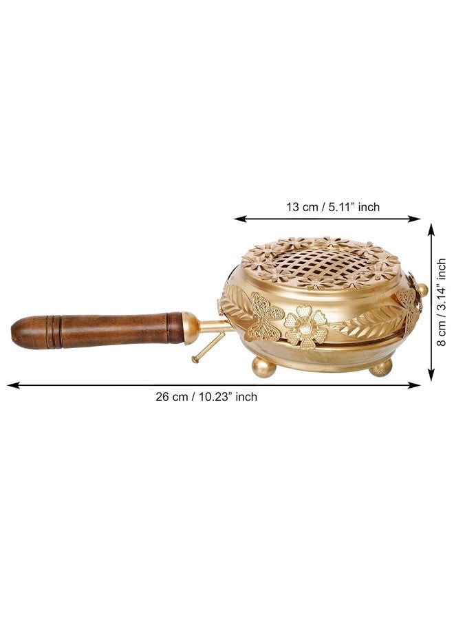 Sanvatsar Metal Incense Burner Butterfly Loban Dani Dhoop Dani Aarti Metal Loban Dhoop Dani/Dhoop Dani Burner for Home Office Temple Puja (Round) Metal,Gold Polished (Gold - 10.5 inches) - Image 5