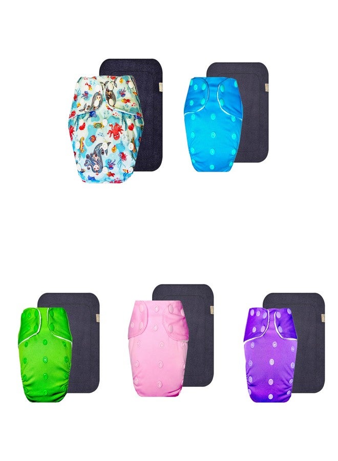 Dumbledo Premium Cloth Diaper with Gray Insert (Pack of 5) | Soft & Gentle | Reusable & Washable | Easy to Clean | Trusted by Moms | 3 Months - 3 Years | Unisex Baby - Image 1