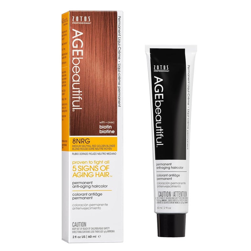 AGE beautiful Permanent Hair Color Dye Liqui Creme | 100% Gray Coverage | Anti-Aging Haircolor | Biotin for Thicker, Fuller Hair | Professional Salon Coloring