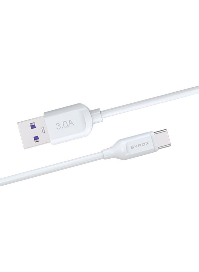 Syrox - Hhm - Type-C Fast Charging and Data Cable 3.0A 18W SYX-C110 White SYX-C110 - Image 1