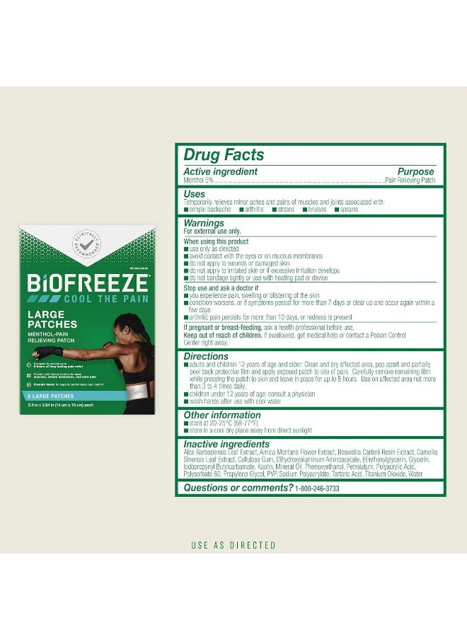Biofreeze Biofreeze Pain Relief Patch, Large, 15 Patches  - Image 5