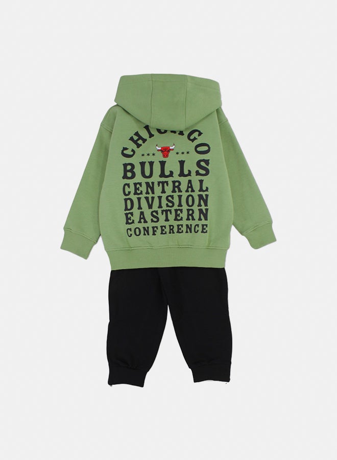 Sharo Boys Cotton Two-Piece Outfit Set – “Chicago Bulls” Print - Image 2