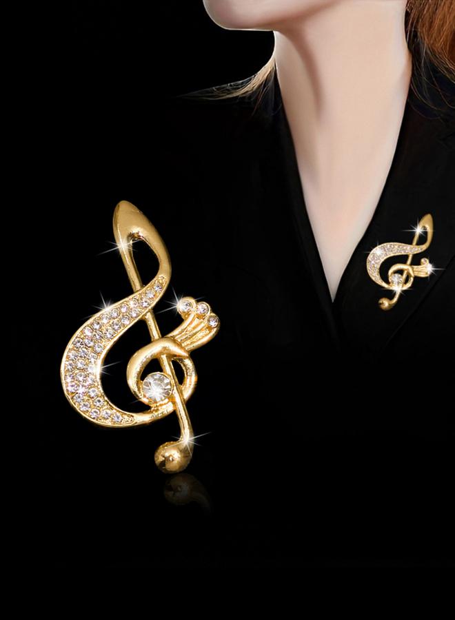 Take Two Musical Note Shaped Rhinestone Brooch - Image 1