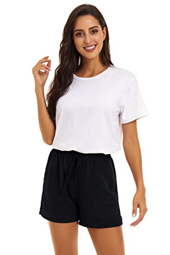 KINGFEN Shorts for Women Womens Shorts for Summer Womans Short Casual Summer Clothes Pull On Womens Short with Pockets Black Large - Image 3