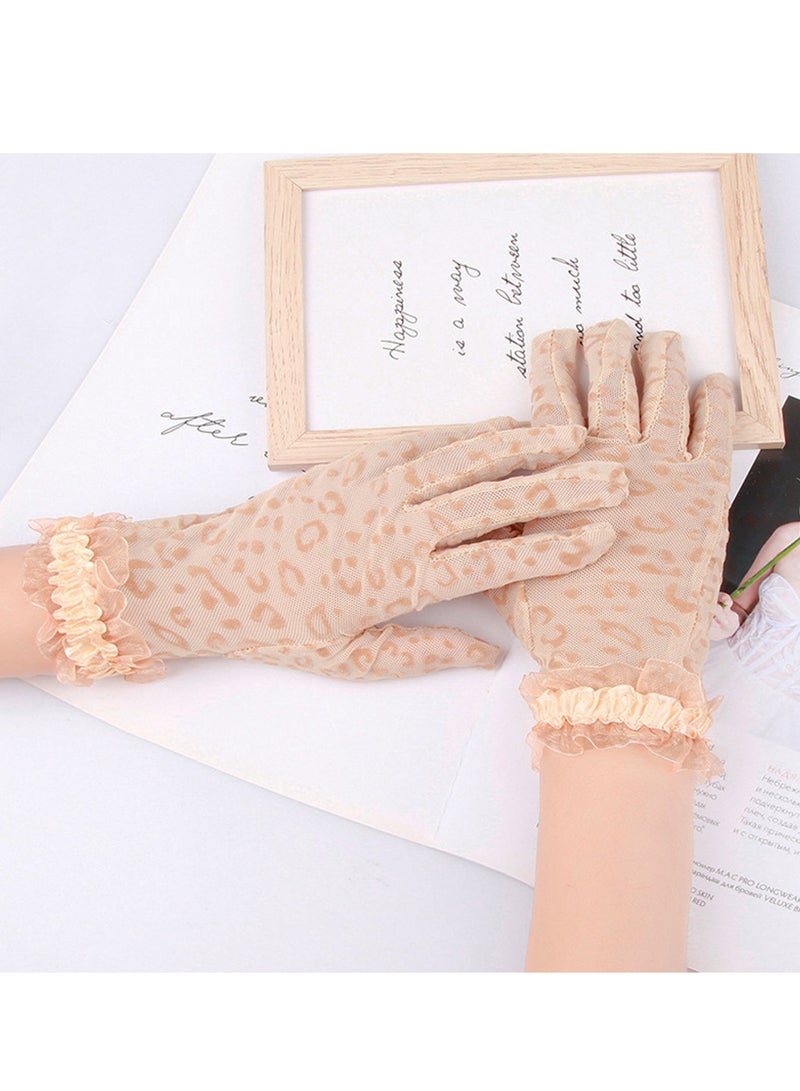Women's Lace Elegant Short Gloves Courtesy Summer Mittens for Wedding and Tea Party Prom Evening (Khaki) - Image 1