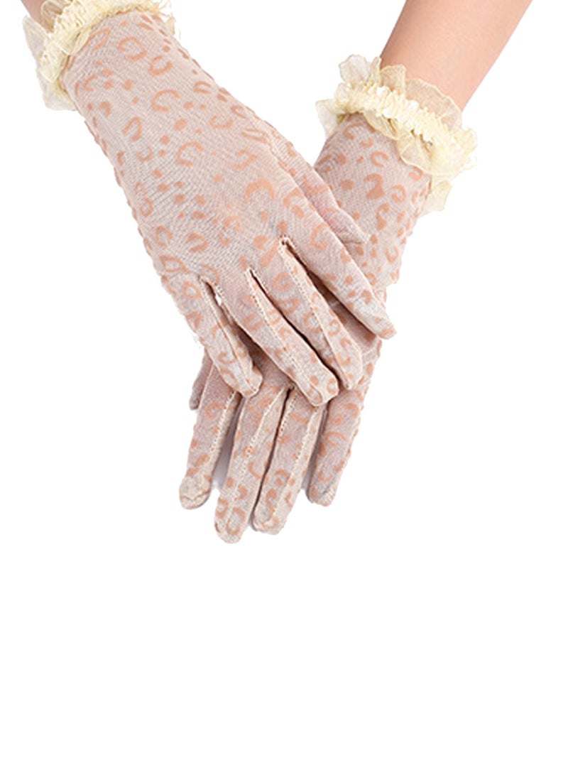 Women's Lace Elegant Short Gloves Courtesy Summer Mittens for Wedding and Tea Party Prom Evening (Khaki) - Image 2