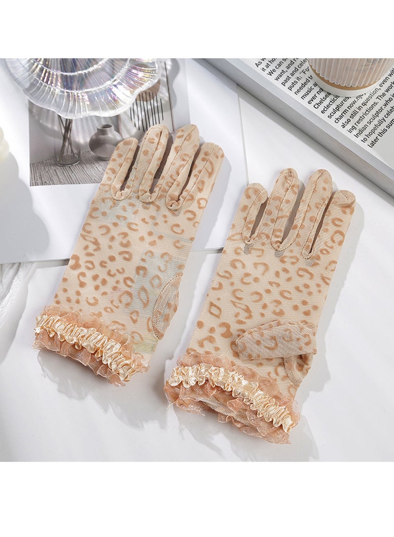 Women's Lace Elegant Short Gloves Courtesy Summer Mittens for Wedding and Tea Party Prom Evening (Khaki) - Image 4