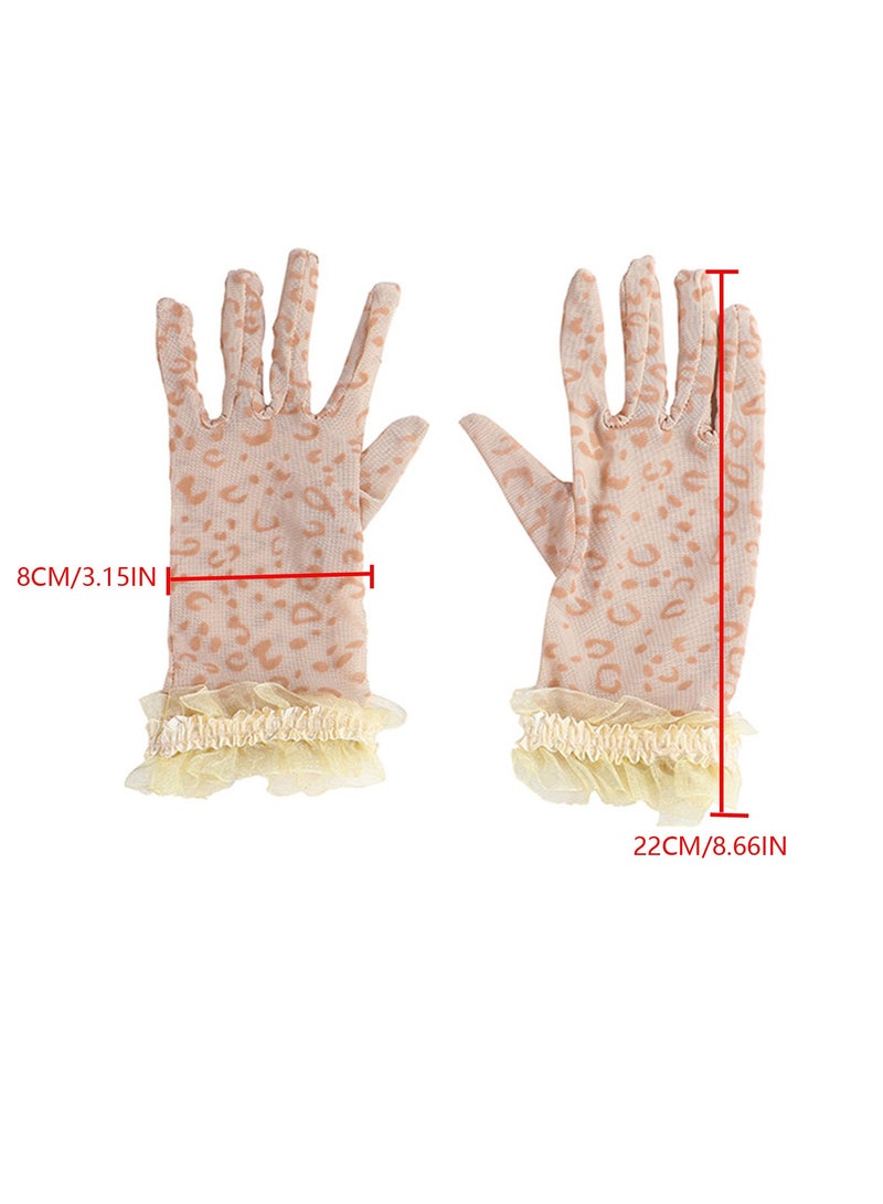 Women's Lace Elegant Short Gloves Courtesy Summer Mittens for Wedding and Tea Party Prom Evening (Khaki) - Image 5
