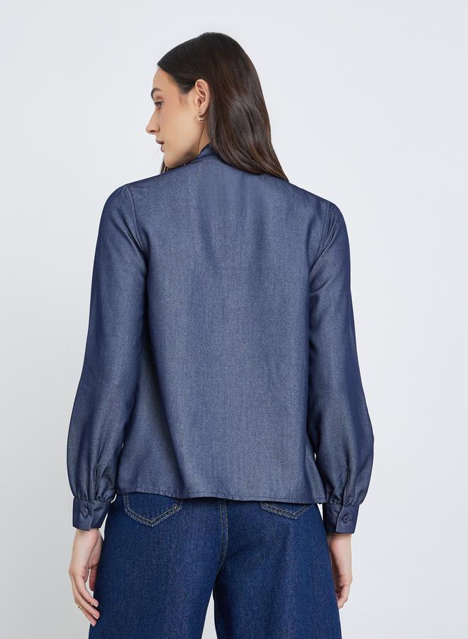 Styli Bow Tie Neck Balloon Sleeve Blouse - Image 5