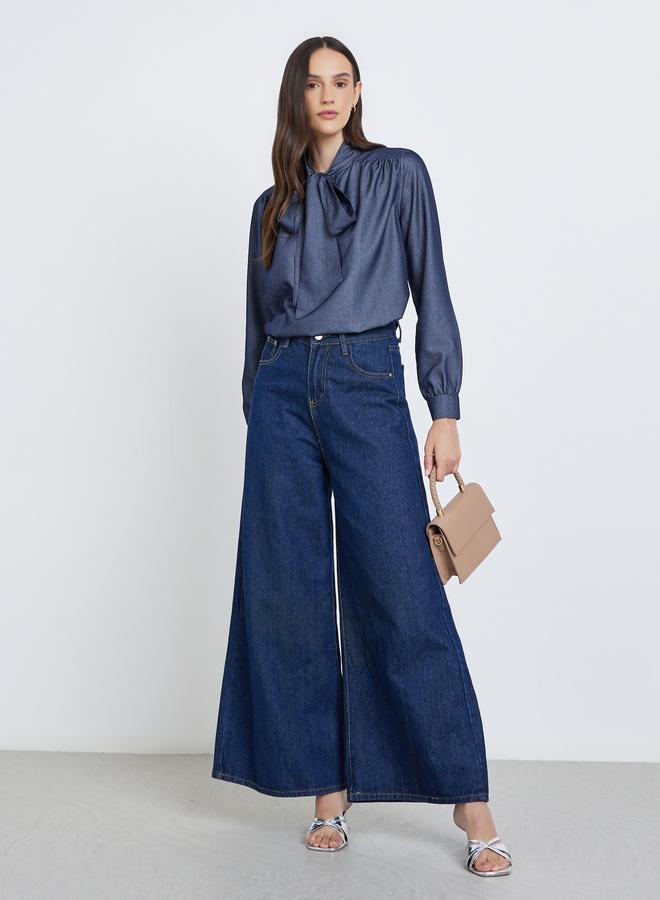 Styli Bow Tie Neck Balloon Sleeve Blouse - Image 3