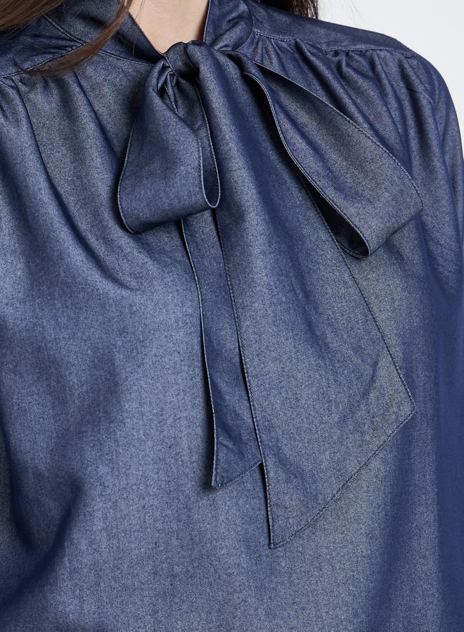 Styli Bow Tie Neck Balloon Sleeve Blouse - Image 4