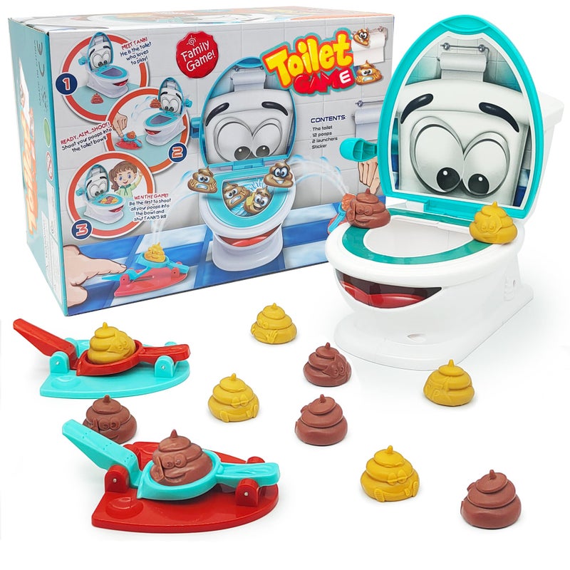 Anemeeoke Poop Family Game Funny Shooting Game Fast and Frenzied Launching Includes 1 Toilet Bowl 2 Launchers 12 Soft Plastic Poops Gift for Kids 38 - Image 3
