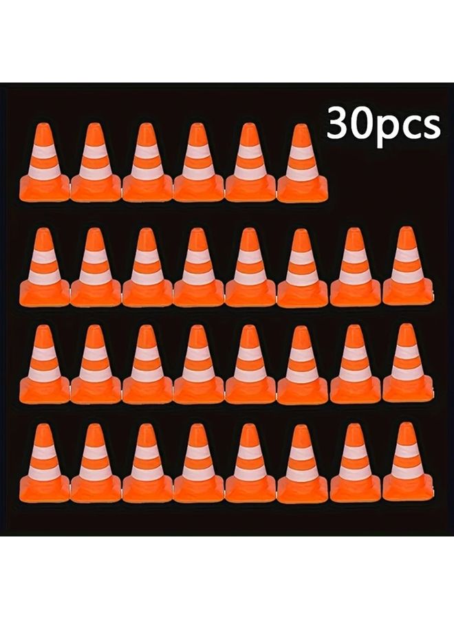 30pcs Mini Plastic Traffic Cones Roadblock Signs Play House Games Christmas Gift - Image 1