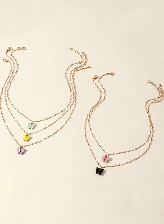 Take Two  Set of 5 - Butterfly Pendant Necklace for Women | Best Price UAE