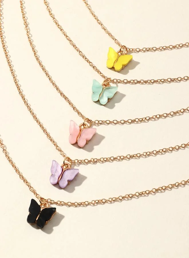 تايك تو Set of 5 - Butterfly Pendant Necklace