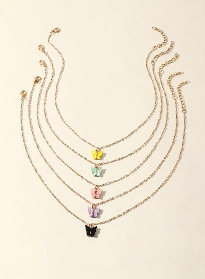 تايك تو Set of 5 - Butterfly Pendant Necklace