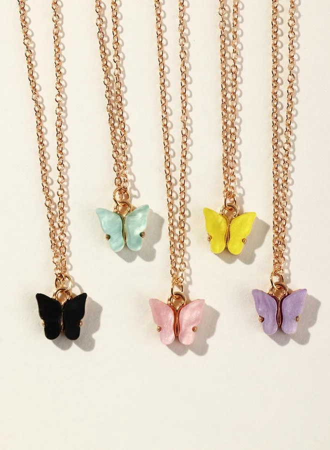 Take Two  Set of 5 - Butterfly Pendant Necklace for Women | Best Price UAE