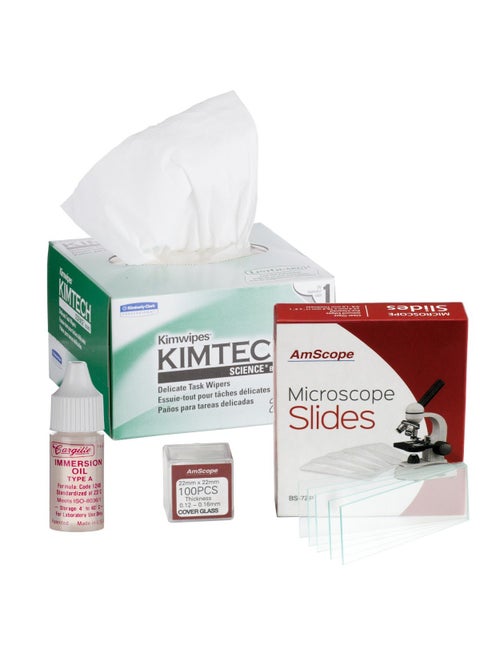 AmScope MLAWPKIM72P100S22 Professional Operation and Maintenance Kit for Microscopes  Slides Immersion Oil and Cleaning Package