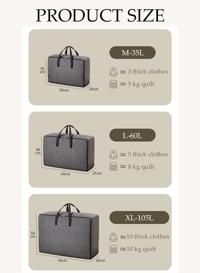 DUNISO 3 Pcs Large Clothes Storage Bag，Waterproof Moving Tote Bag，Foldable Storage Containers，With Zipper ，Dustproof,Moisture Proof，for Blankets and Quilts, Bedding, Sweater, Pillow  - Image 2