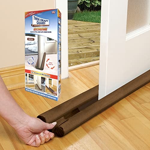 Twin Draft Guard Extreme, Original Door Draft Stopper, Single, Brown Year-Round Insulator, Trademarked and Patented Under Door Draft Stopper - Image 1