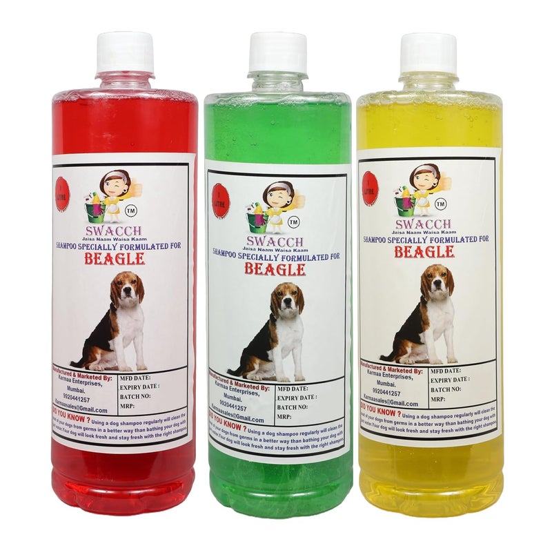 SWACCH Shampoo Specially FORMULATED for Beagle 1 Litre Combo Pack of 3 JasmineNEEM ALOVERA Lemon - Image 2