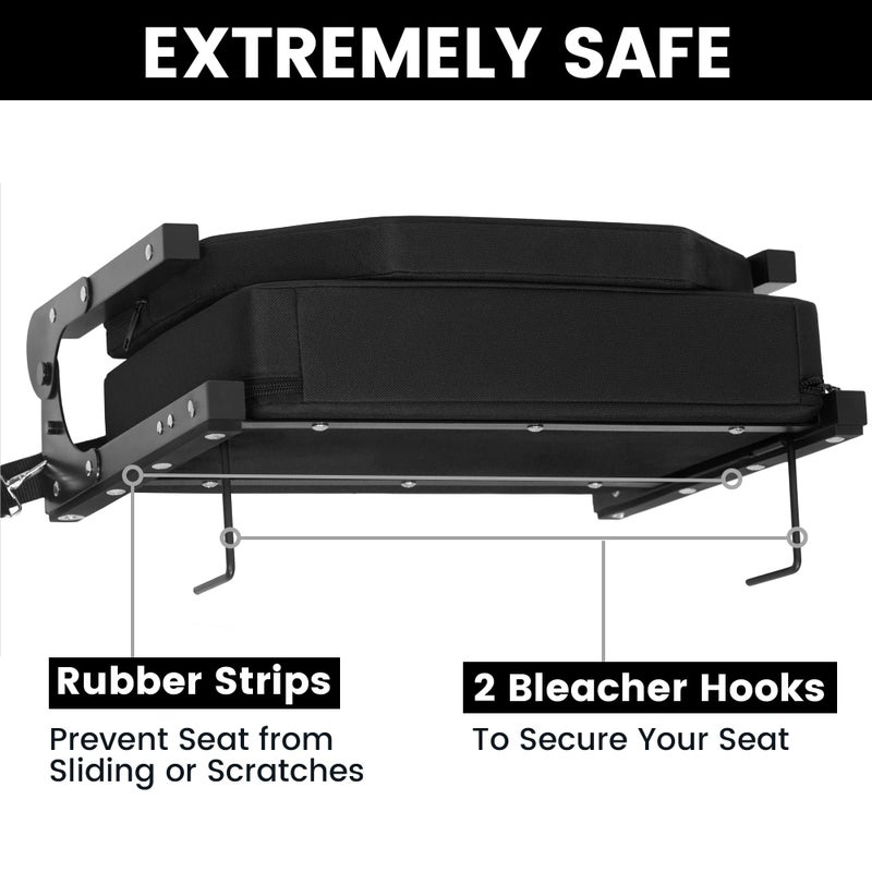 Jauntis Stadium Seats for Bleachers, Bleacher Seats with Ultra Padded Comfy Foam Backs and Cushion, Wide Portable Stadium Chairs with Back Support and Shoulder Strap, 2 Pack, Black - Image 4