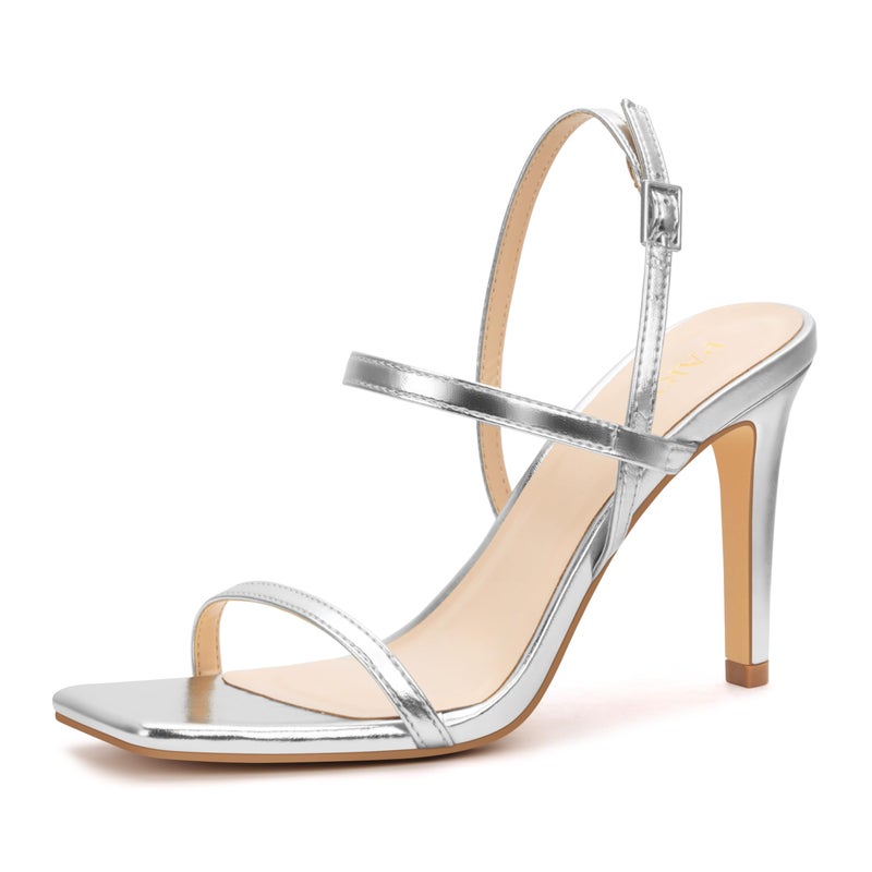 Party Womens Strappy High Heeled Sandals Open Toe Ankle Strap heels Comfy Weddings ShoesEMMASilver Pu7O1