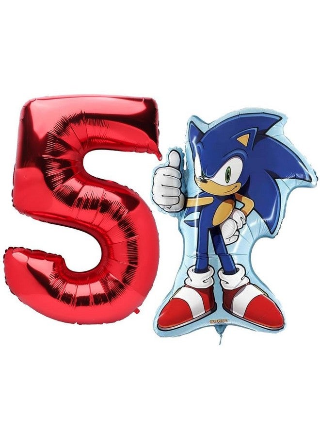 Toyland® Sonic The Hedgehog Foil Balloon Pack - 1 x 29" Character Shape Balloon & 1 x 40" Number Balloon - Kids Party Decorations