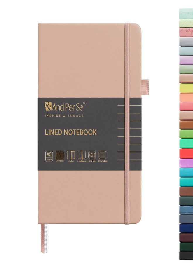 &And Per Se ⩓ Per Se Lined Journal Notebook, 160 Pages, A5 5.7 inches x 8 inches College Ruled Thick Paper Notebook Journals for Writing, Hardcover Notebooks for Women Men Office School (Light Apricot) - Image 1