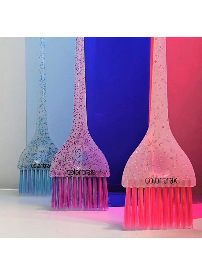 Colortrak 3 Pack Hair Color Brush Set with Glitter Handles for Highlighting, Tint and Coloring Hair Sections - Soft Feathered Bristles Hair Color Application 3.5 x 11 inch - Image 5