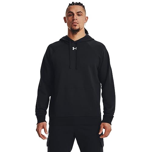 Under Armour Men's Rival Fleece Hoodie, (001) Black / / White, Large - Image 1