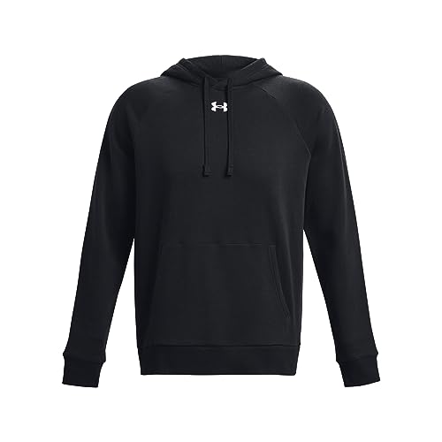 Under Armour Men's Rival Fleece Hoodie, (001) Black / / White, Large - Image 4