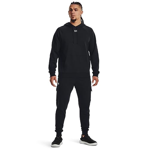 Under Armour Men's Rival Fleece Hoodie, (001) Black / / White, Large - Image 2