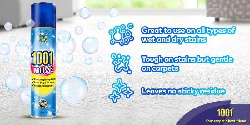 1001 Mousse Carpet and Upholstery Cleaner 350ml Deep Clean Stain Remover for Carpets Rugs Sofas Chairs Fabric Upholstery Pet Stains Odor Remover Fast Dry Fresh Scent - Image 5