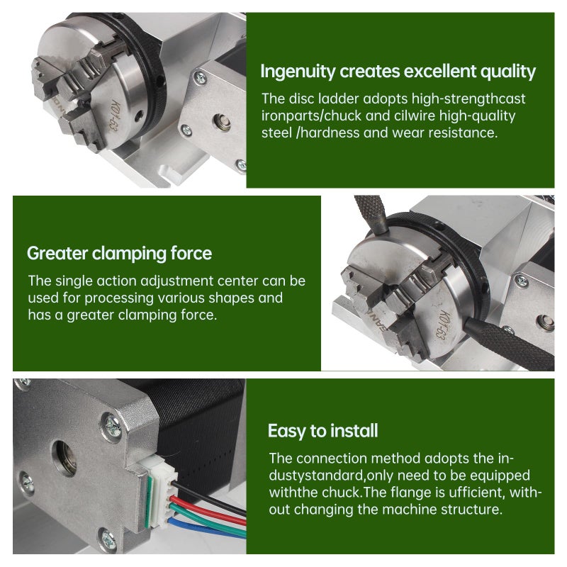 CNCTOPBAOS CNC Milling Machine Rotational Axis CNC Router Rotary Table Rotary a axis 4th Axis 65mm 3 Jaw Chuck Dividing Head w/ Nema17 stepper motor w/ 54mm Tailstock Reducing ratio 4:1 for CNC Engraving Machine - Image 5
