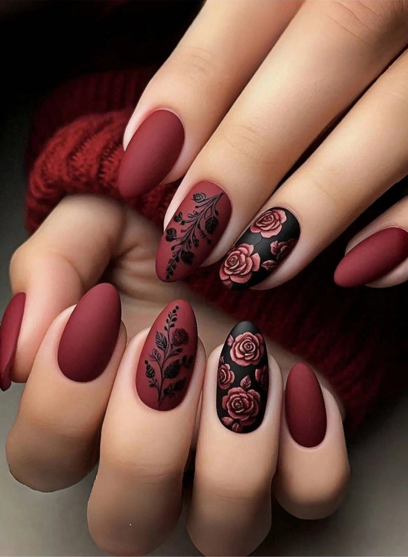 Almond shaped fake nails. The box contains 24 nails with a nail file and glue - Image 1