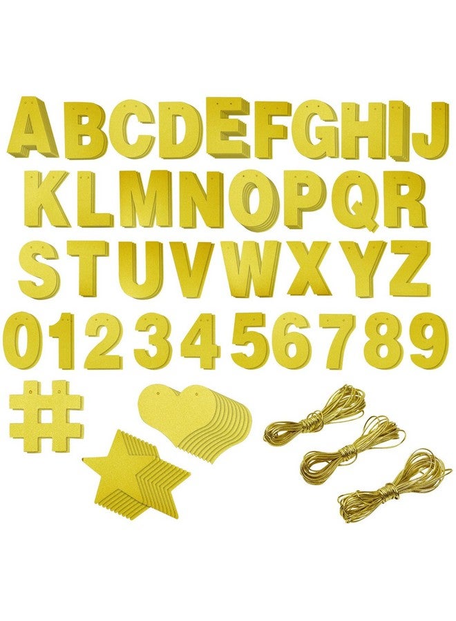 Bright Creations 130-Piece DIY Gold Glitter Make Your Own Banner Kit with Letters, Numbers, Symbols, and String for Birthdays, Weddings, and Party Supplies Decor (5-Inch Letters) - Image 1