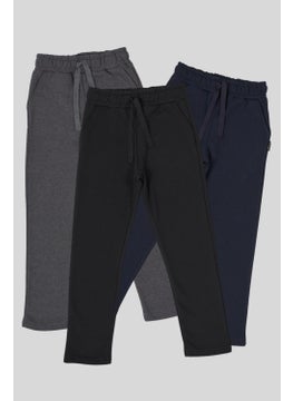 mmetalic Black-Navy-Anthracite Thick Cotton Elastic Waist Side Pocket 3-Pack Boys Tracksuit Bottoms MTLCC98  - Image 1