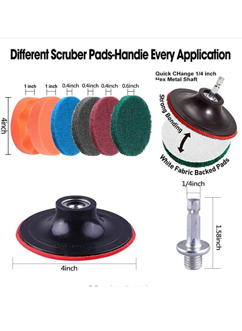Beauenty 37 Piece Drill Brush Attachments Set, Scrub Pads  Sponge, Buffing Pads, Power Scrubber Brush with Extend Long Attachment, Car Polishing Pad Kit - Image 3