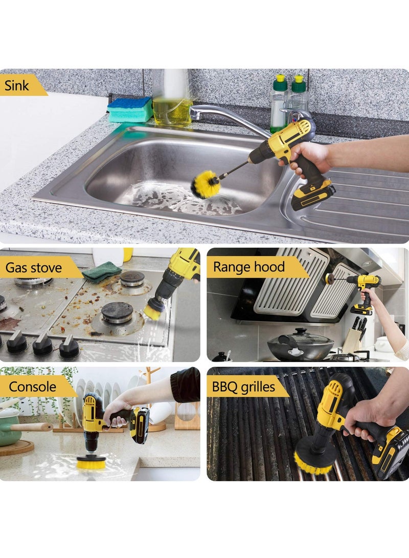 Beauenty 37 Piece Drill Brush Attachments Set, Scrub Pads  Sponge, Buffing Pads, Power Scrubber Brush with Extend Long Attachment, Car Polishing Pad Kit - Image 5