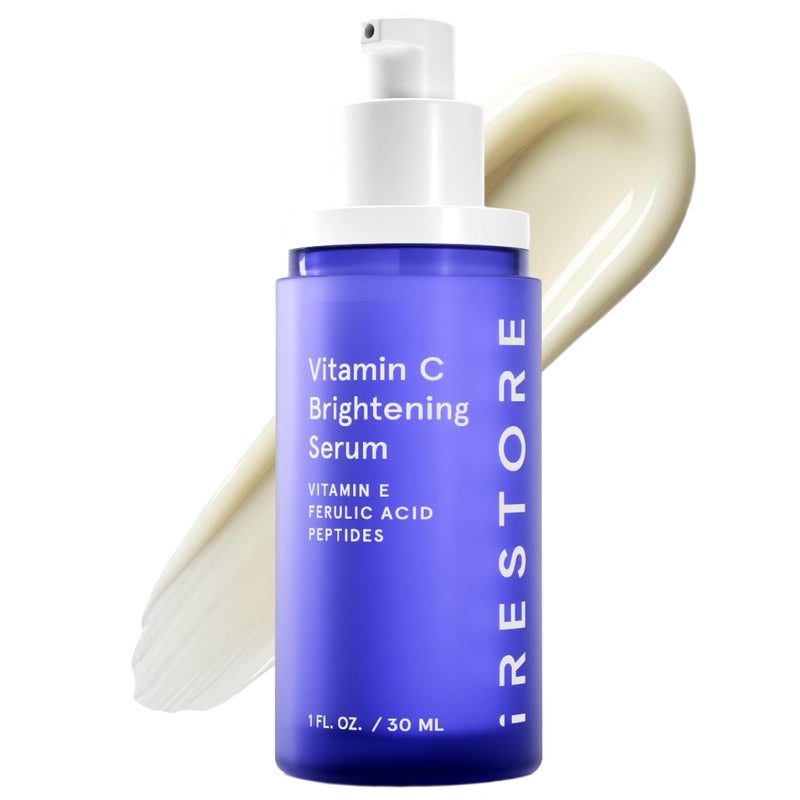 iRestore Vitamin C Brightening Serum â€“ Anti Aging Face Serum with 15% Ascorbic Acid, Vitamin E, Ferulic Acid, Peptide Complex & Hyaluronic Acid (Pack of 1) - Image 1