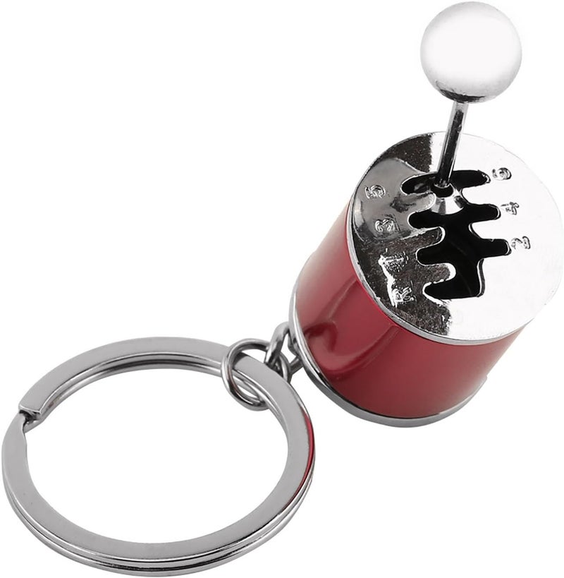 GLOGLOW Nan Car Shifter Keyring, Polished Metal Creative Gear Shift Key Chain for Car Enthusiasts with 6 Speed Functionality Handmade Materials (Red) - Image 1